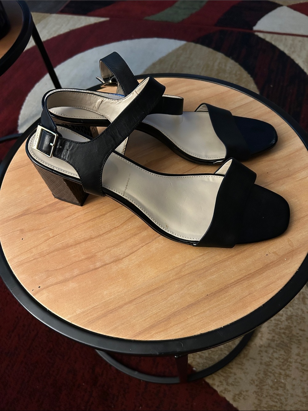 Calvin Klein Black Block Heel Sandals with Ankle Strap